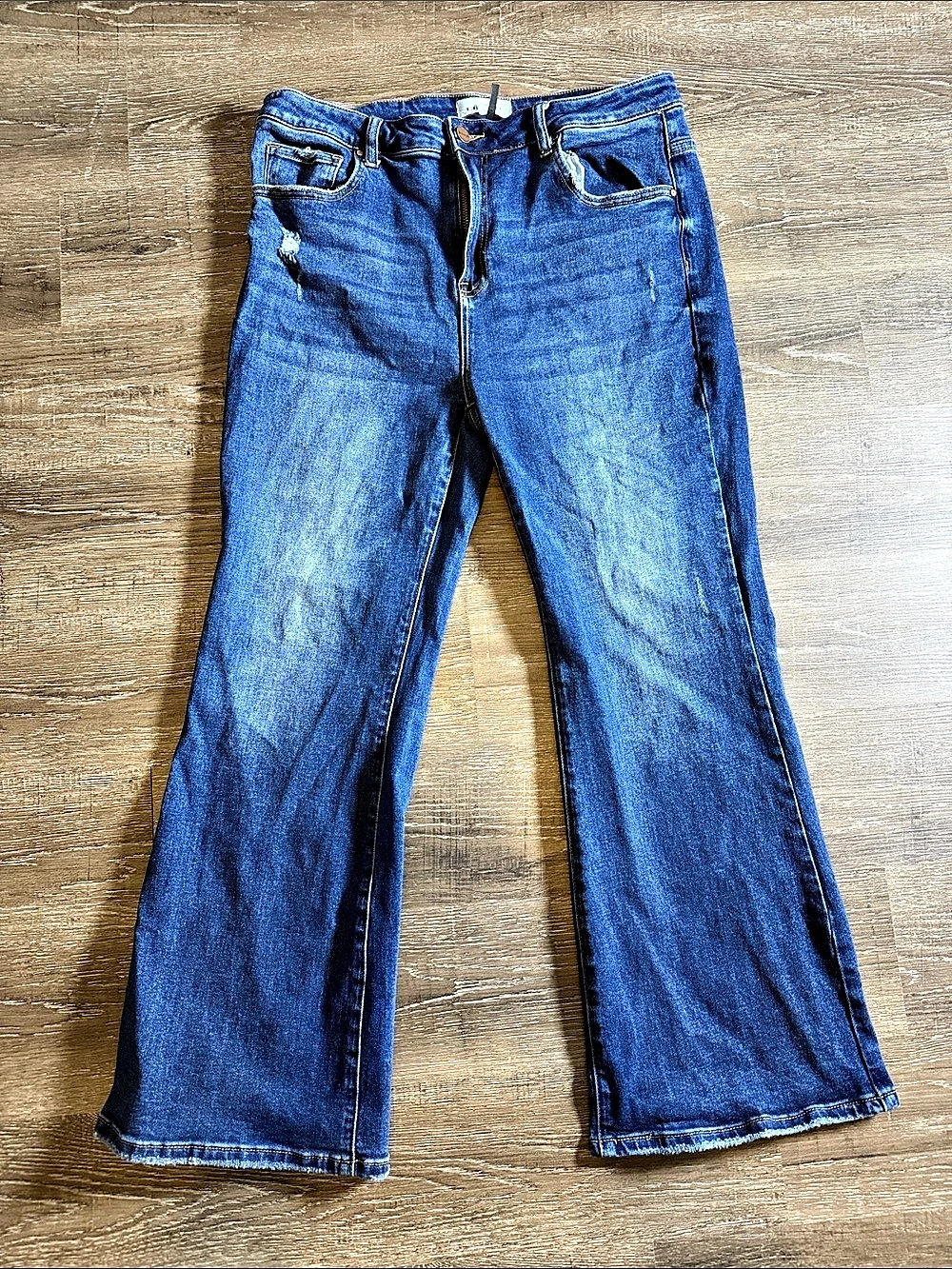 Risen Wide Leg Jeans in Blue Size 1XL